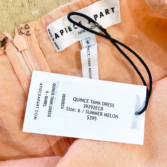 Apiece Apart 100% cotton light peach midi dress with ruffle shoulder straps - Picture 11 of 12